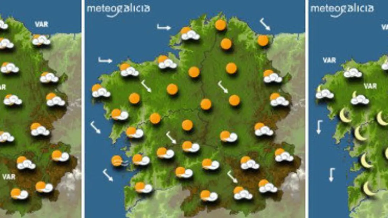 Mapas con la previsi&oacute;n para este mi&eacute;rcoles. METEOGALICIA