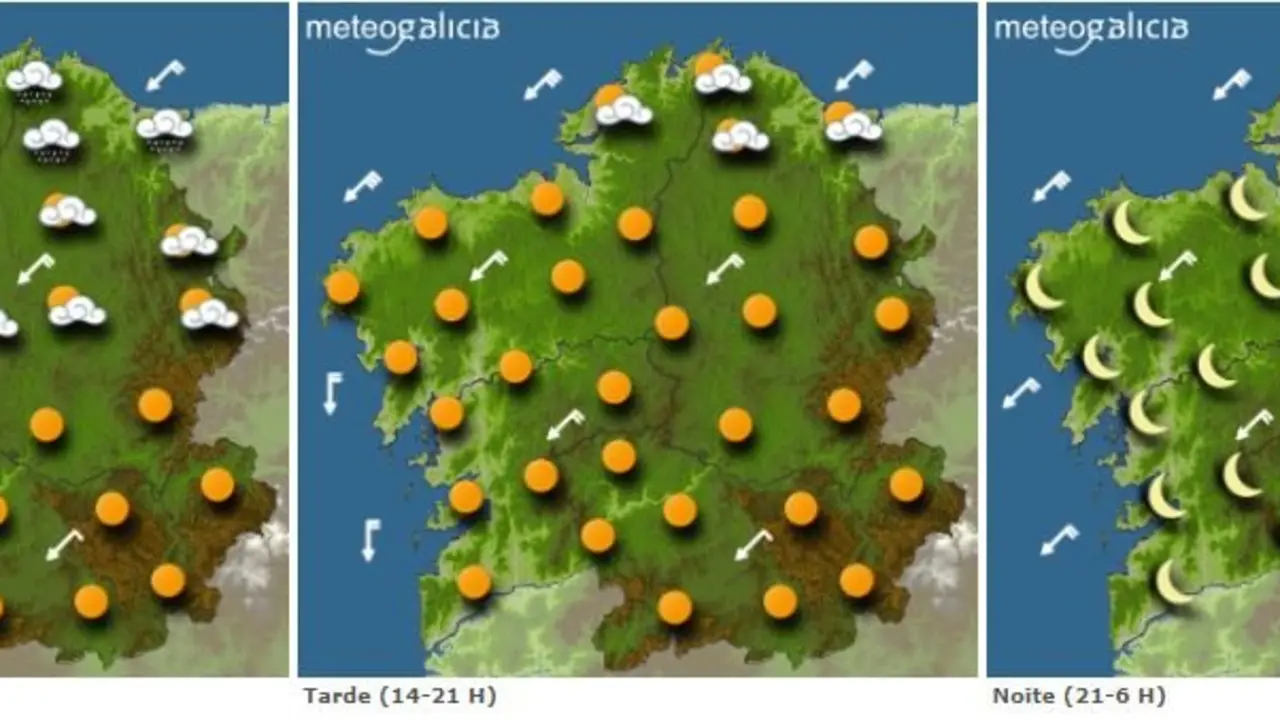 Predicci&oacute;n de MeteoGalicia para este lunes.