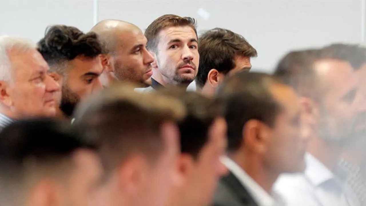 Algunos de los acusados de amaño en el Levante Zaragoza. KAI FÖRSTERLING