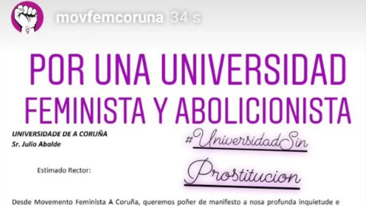 Mensaxe publicada polo Movemento Feminista da Coruña. TWITTER