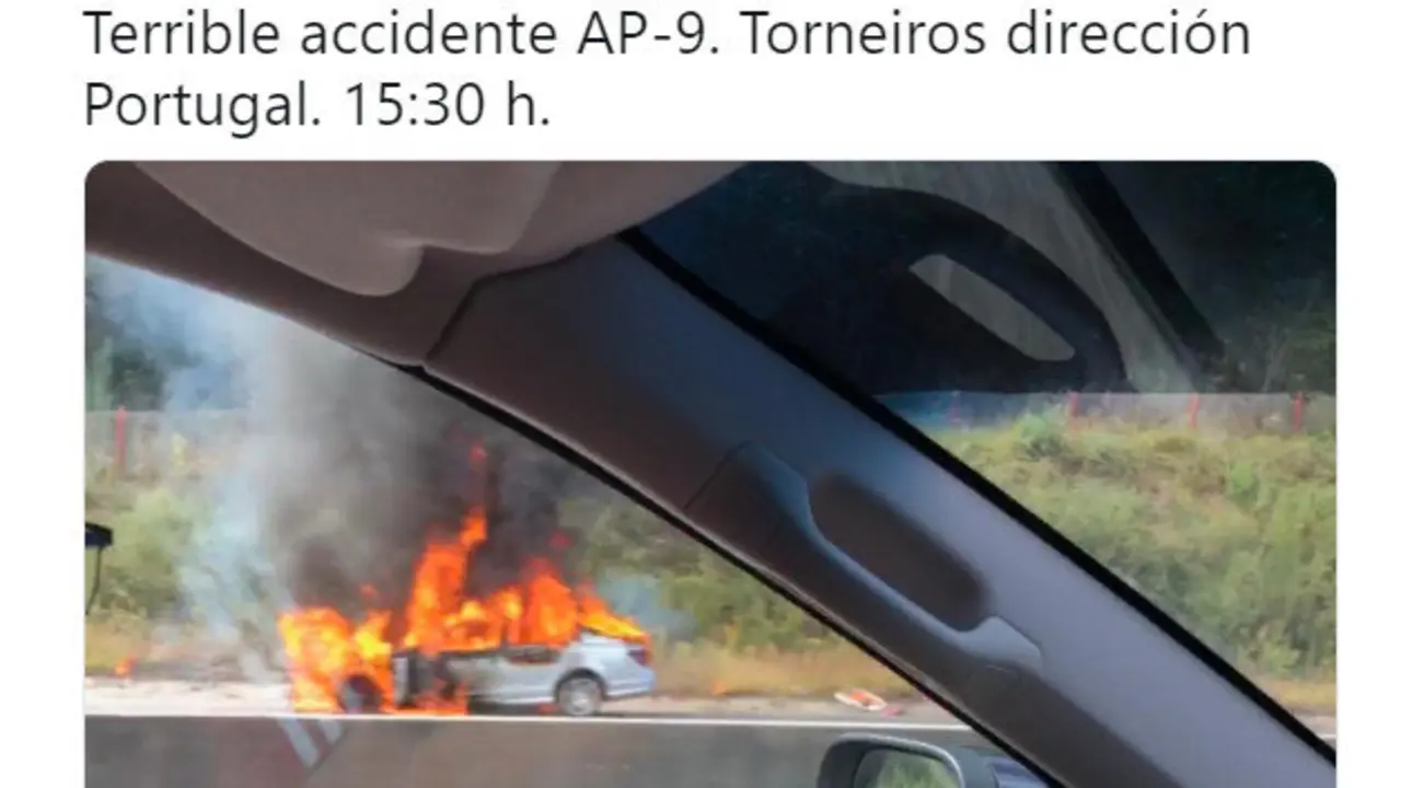 Tuit incendio coche AP-9