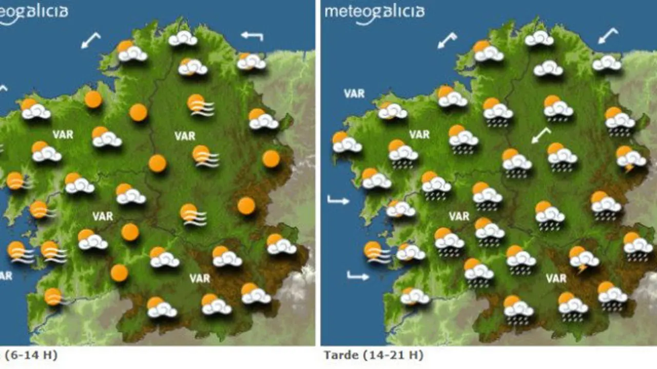 Mapa con las previsiones de Meteogalicia. EP
