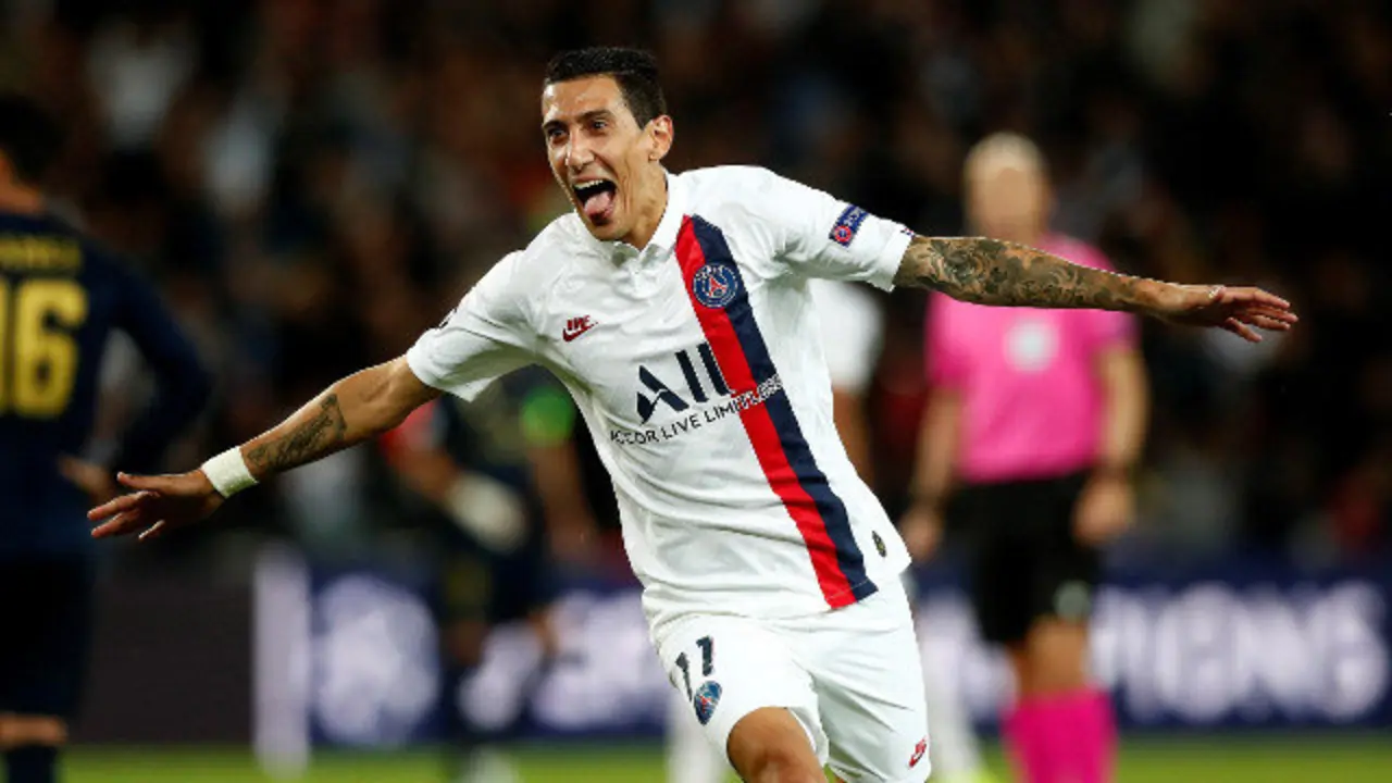 Di María celebra un gol. IAN LANGSDON (EFE)