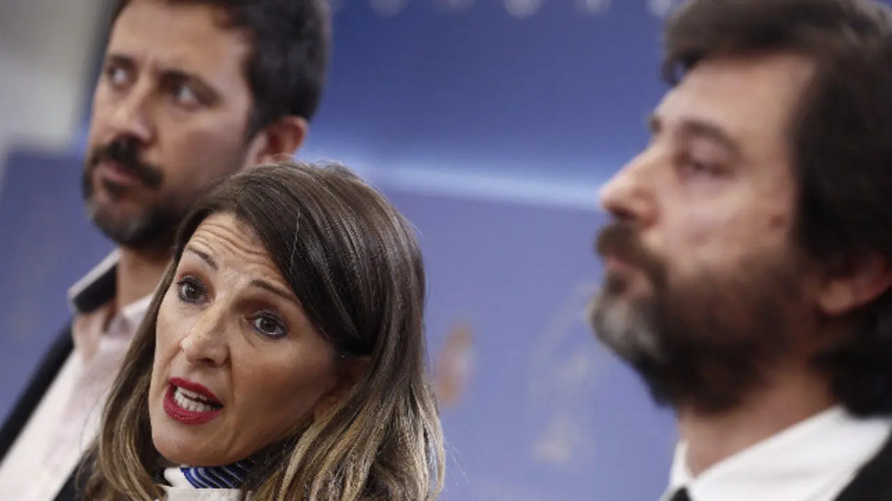 Antonio Gómez-Reino, Yolanda Díaz y Rafa Mayoral. MARISCAL (Efe)