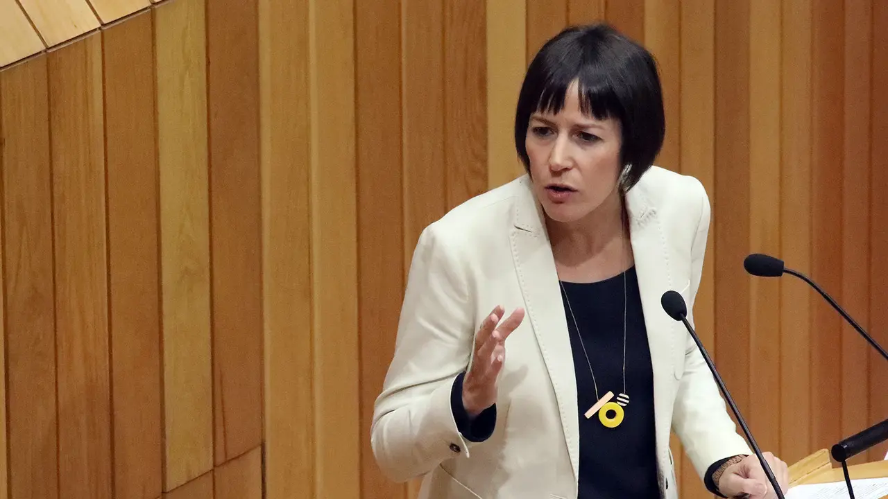 La portavoz del BNG, Ana Pontón, durante su intervención en el Debate del Estado de la Autonomía. PEPE FERRÍN