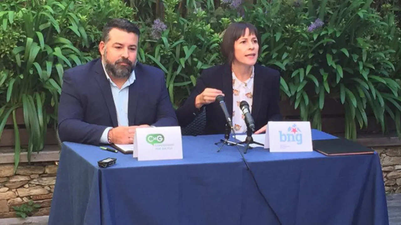 Juan Carlos Piñeiro, secretario xeral de Compromiso por Galicia, y Ana Pontón, líder del BNG. M.G.P