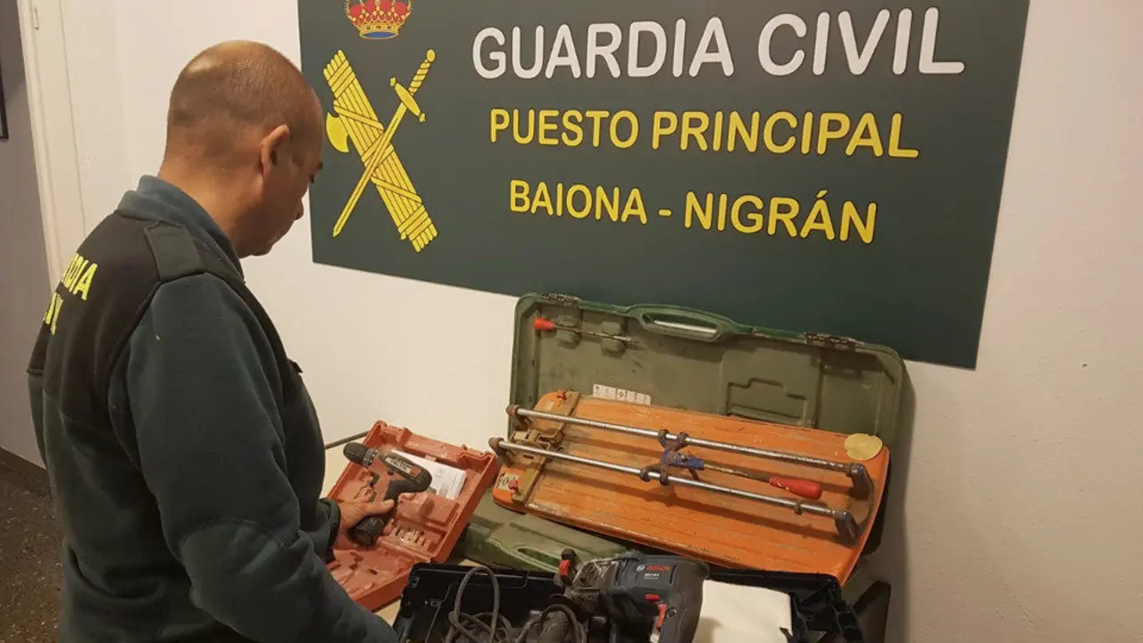 El material sustraído y recuperado en Baiona. GUARDIA CIVIL