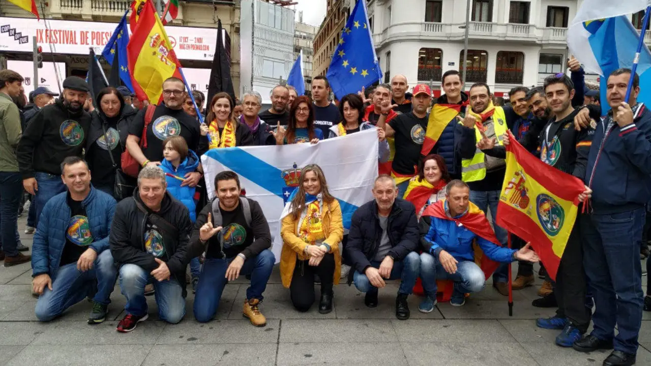 Los manifestantes, durante su marcha por Madrid. JUSAPOL (2)