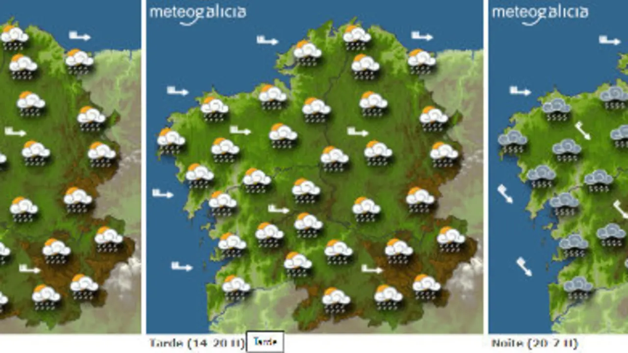 Previsi&oacute;n do tempo para este luns en Galicia.METEOGALICIA