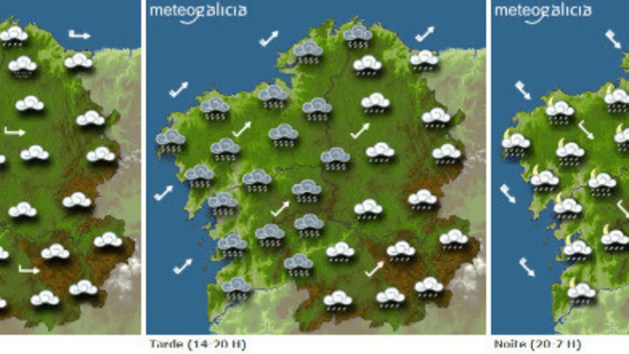 Mapa del tiempo previsto para este mi&eacute;rcoles.METEOGALICIA