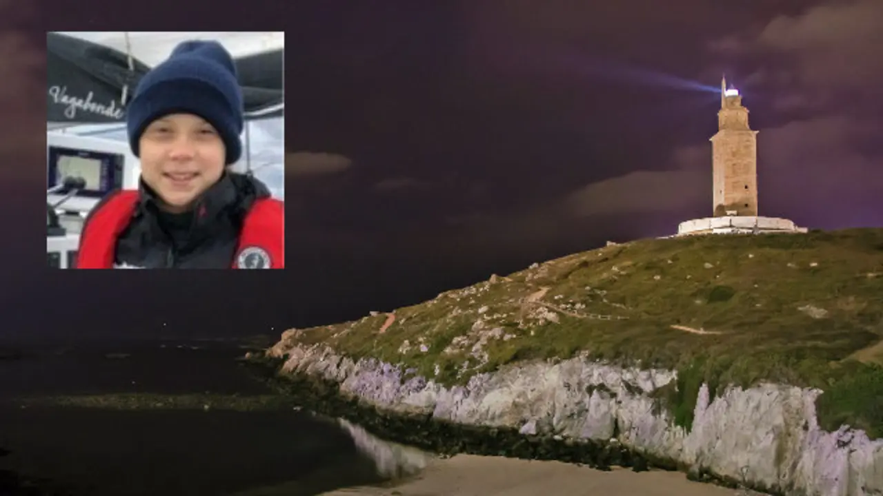 Greta Thunberg e a Torre de Hércules.EP