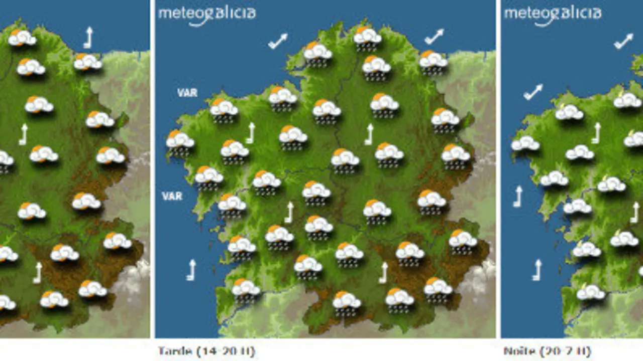 Previsión meteorológica para este martes en Galicia.METEOGALICIA