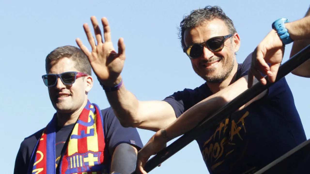 Robert Moreno y Luis Enrique, en su etapa en el Barcelona. MARTA PÉREZ