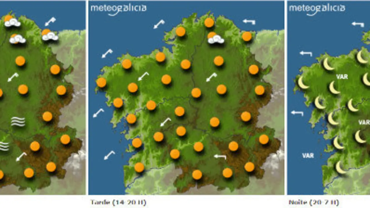 Previsión del tiempo para este martes.METEOGALICIA