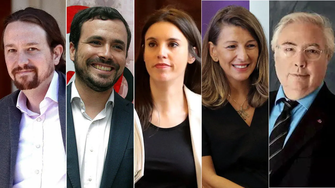 Iglesias, Garzón, Montero, Díaz y Castells. EP