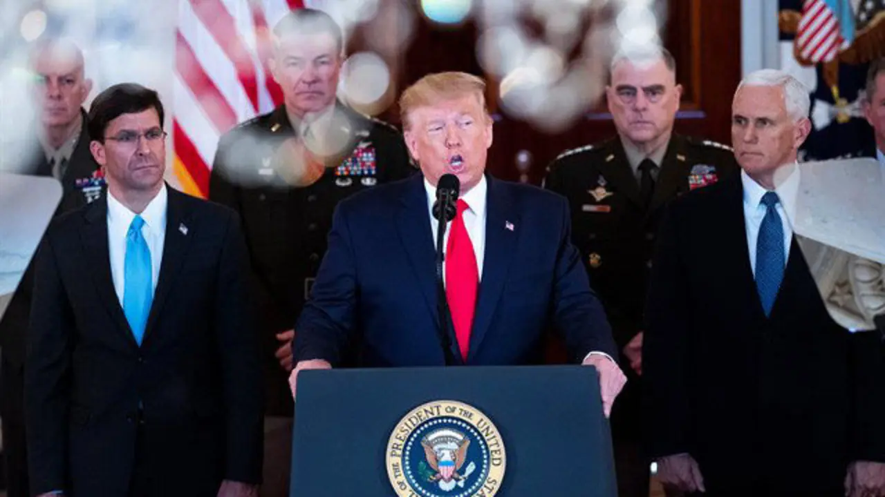 Donald Trump, en su comparecencia sobre Irán. MICHAEL REYNOLDS