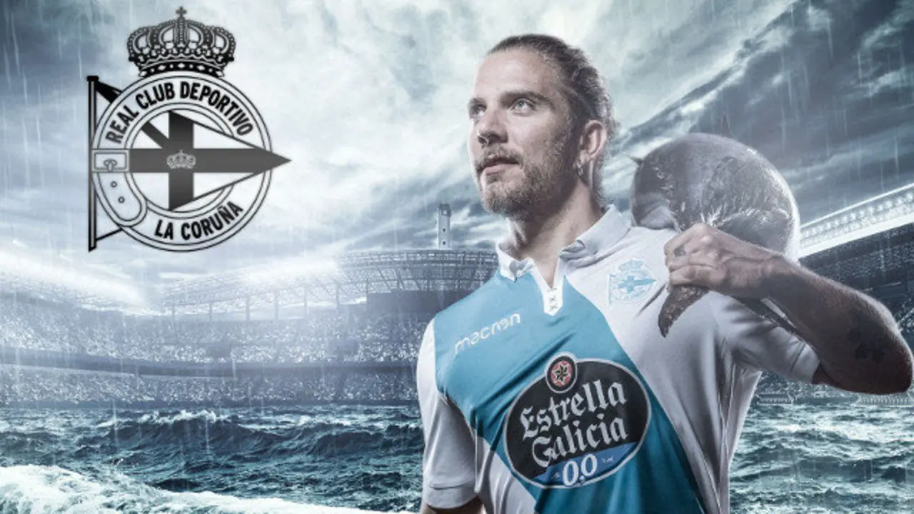 Imagen con la que el Deportivo homenajea a Diego, que ejerció de modelo publicitario del club. EP