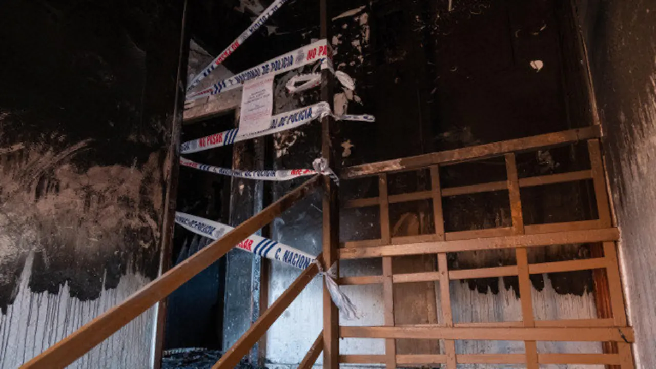 Lugar en el que se produjo el incendio en Huelva. EFE