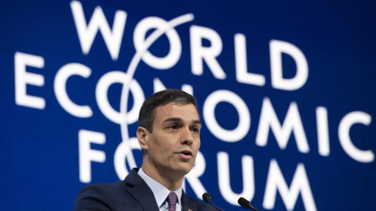 Pedro Sánchez, en su discurso en Davos. EFE