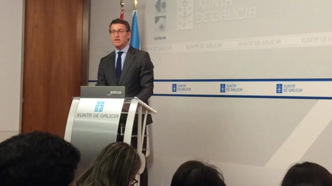 Feijóo, en la rueda de prensa posterior al Consello da Xunta. EP