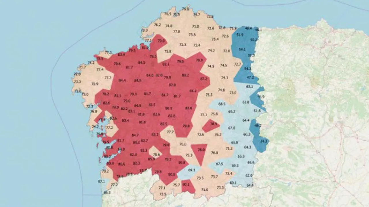 Porcentaxe de semellanza entre o galego falado e o galego normativo. XULIO SOUSA