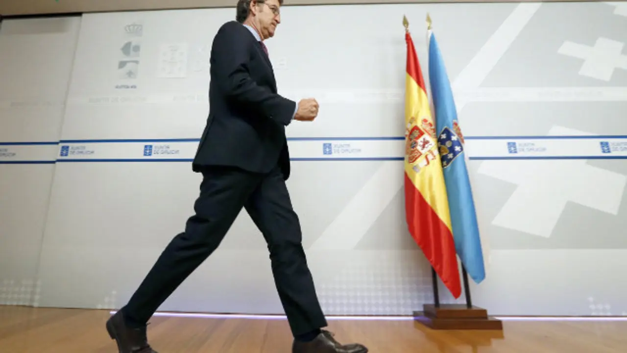 O presidente da Xunta, Alberto Núñez Feijóo na rolda de prensa posterior ao Consello da Xunta. LAVANDEIRA JR. (Efe)