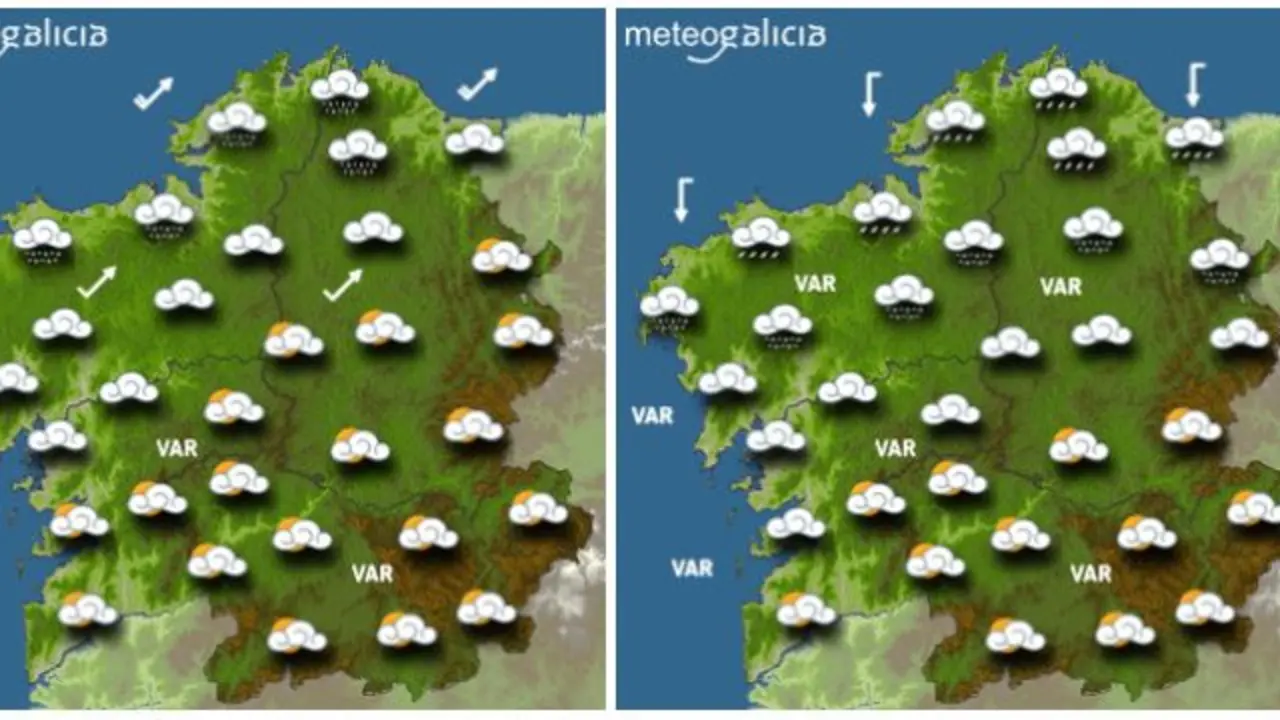 Mapa con la previsión de Meteogalicia