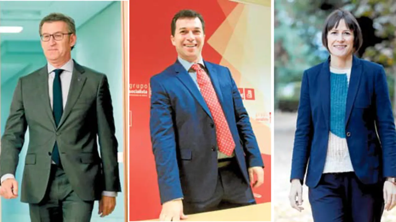 Feijóo, Caballero e Pontón, os candidatos confirmados. EP