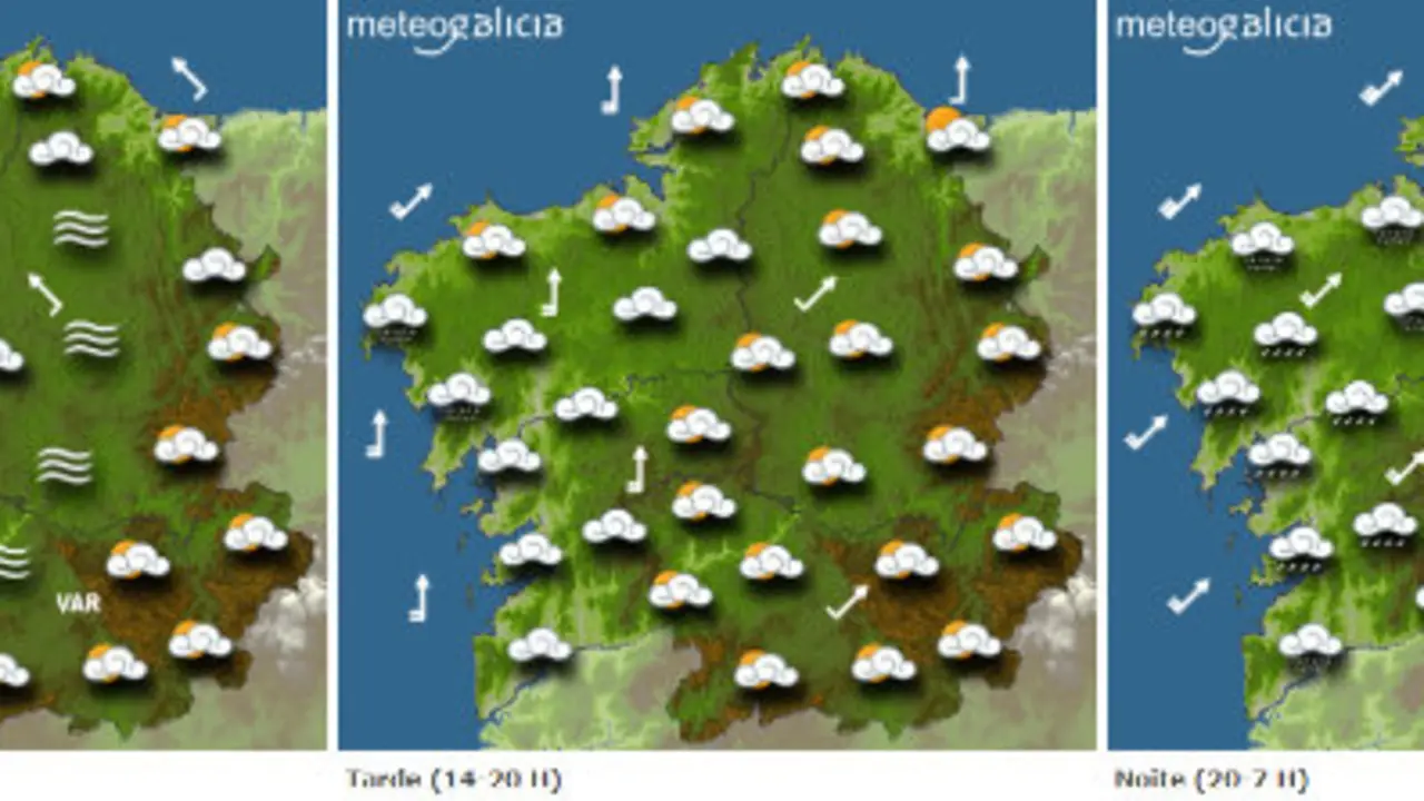 Previsión do tempo para este mércores en Galicia.METEOGALICIA