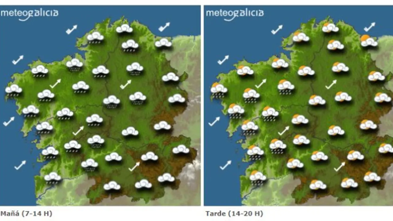Mapa con la previsión de Meteogalicia
