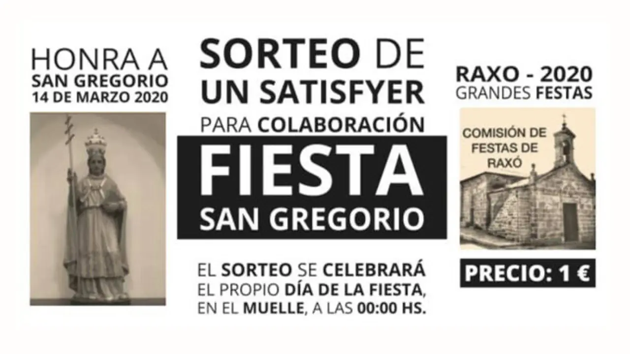 Cartel do sorteo das festas de San Gregorio. DP