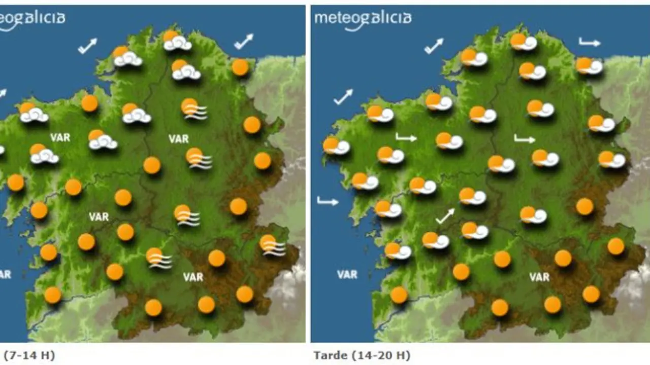 Mapa con la previsión de Meteogalicia
