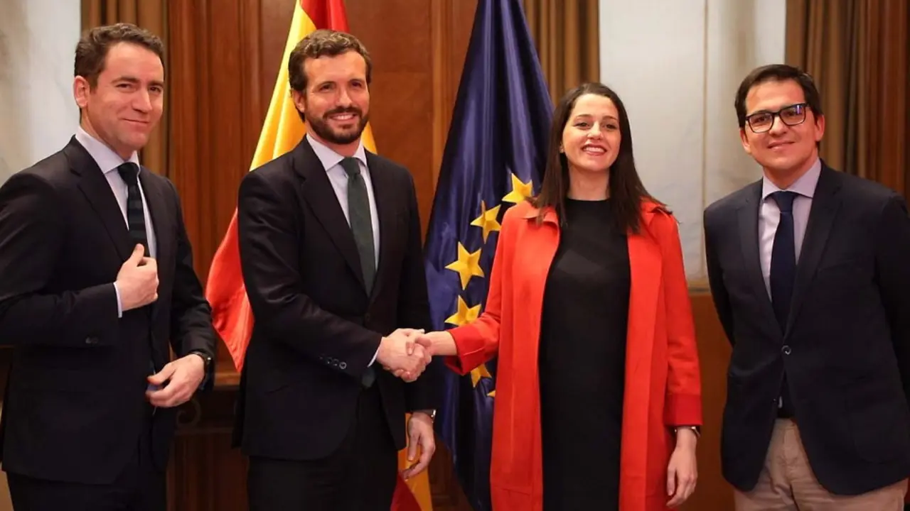 García Egea, Casado, Arrimadas y Espejo-Saavedra. EUROPA PRESS