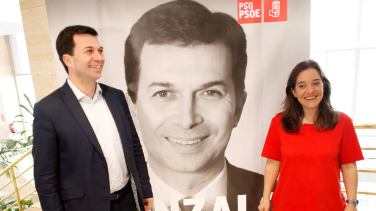 Gonzalo Caballero e Inés Rey, este lunes en A Coruña. EFE