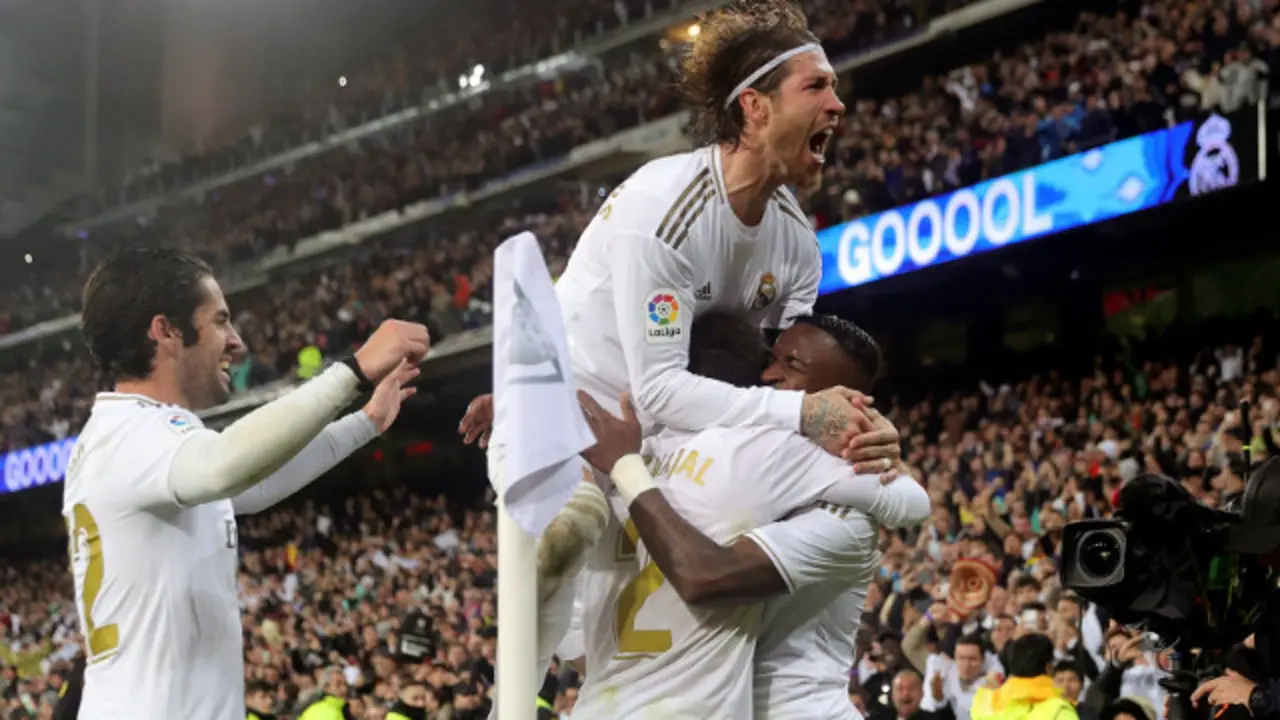 Celebración del gol del Real Madrid. EFE