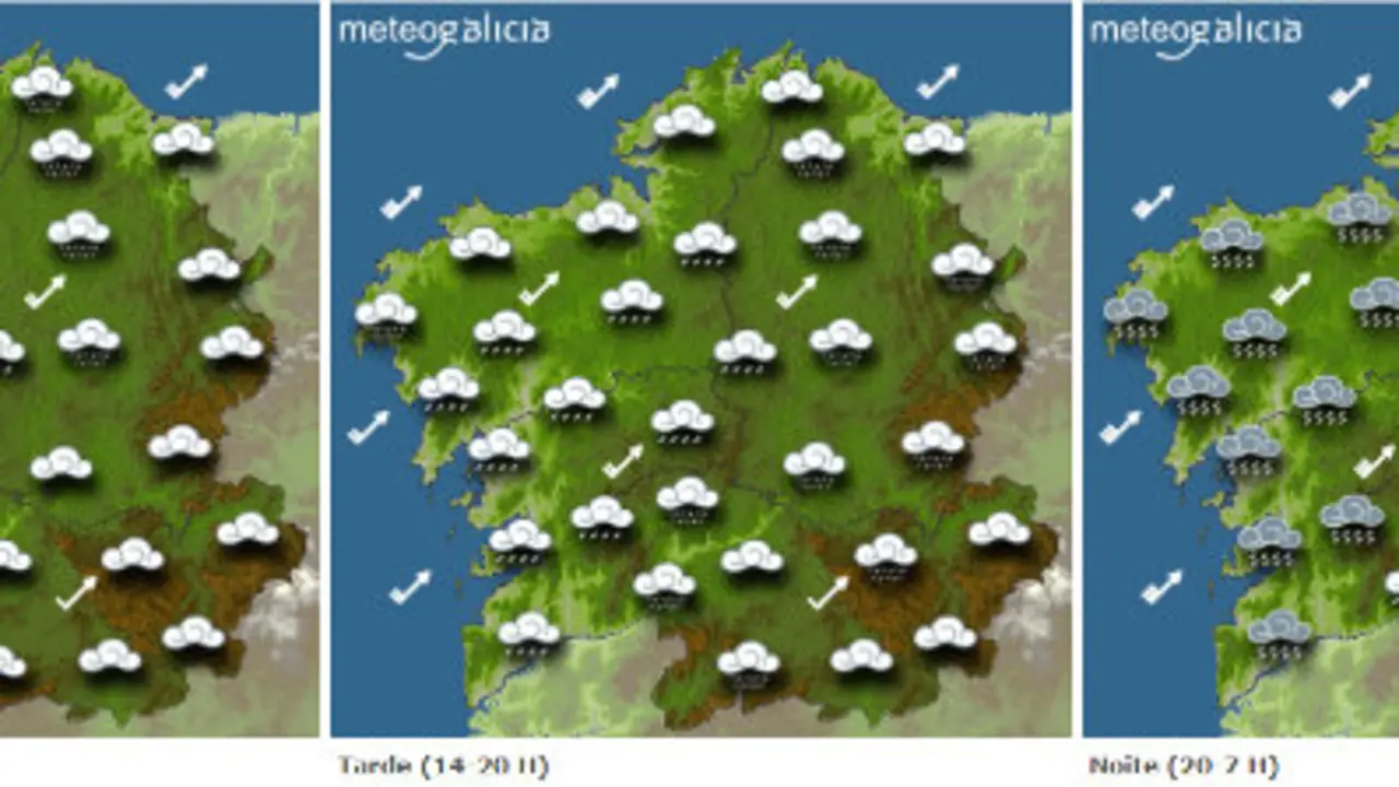 Mapa de la previsión del tiempo para este miércoles.METEOGALICIA