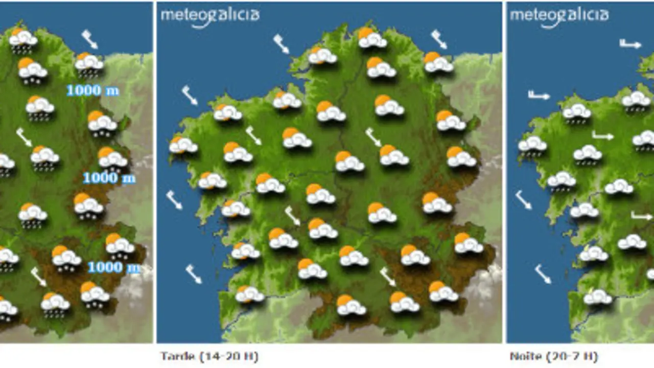 Mapa de la previsión de el timepo para este viernes en Galicia.METEOGALICIA
