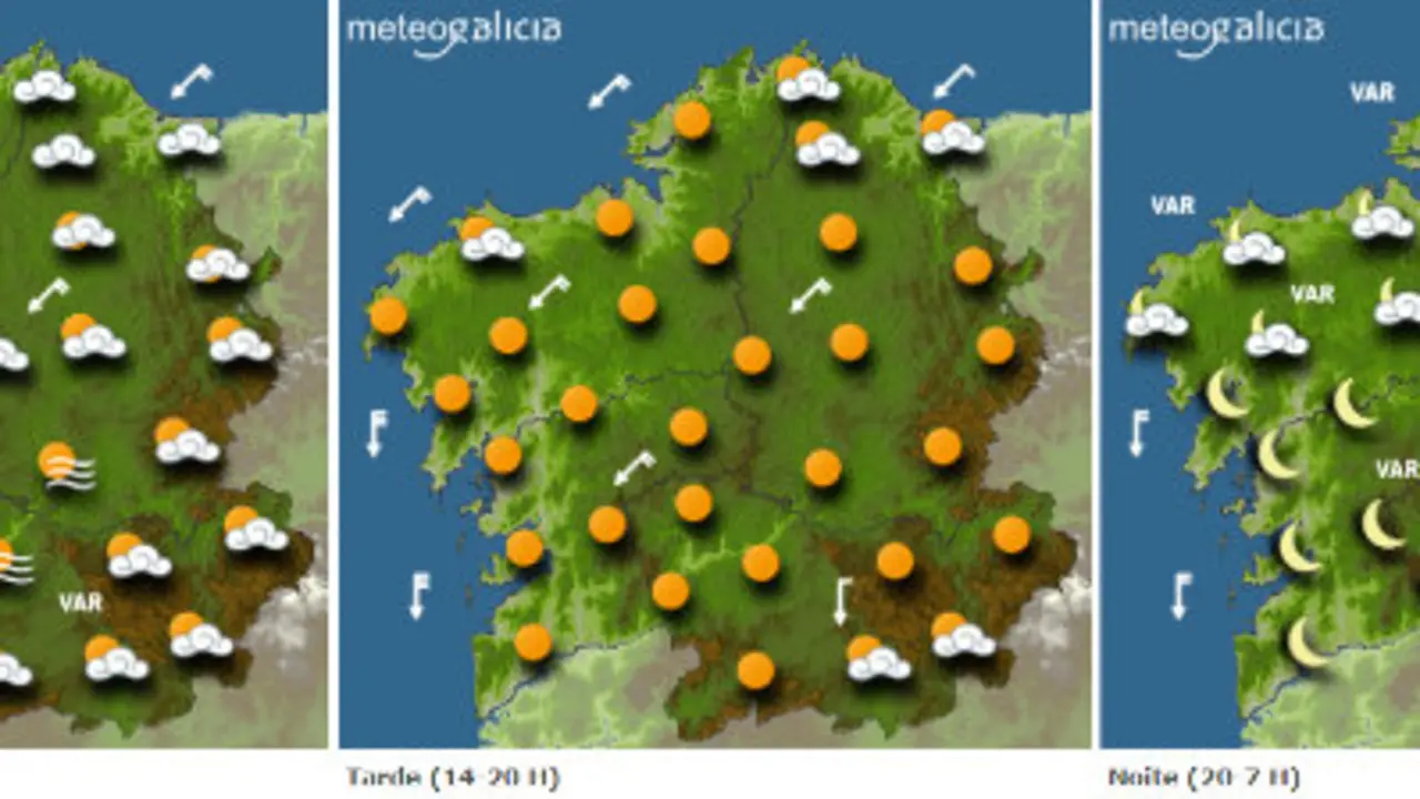 Mapa del previsión del tiempo en Galicia para este viernes.METEOGALCIA