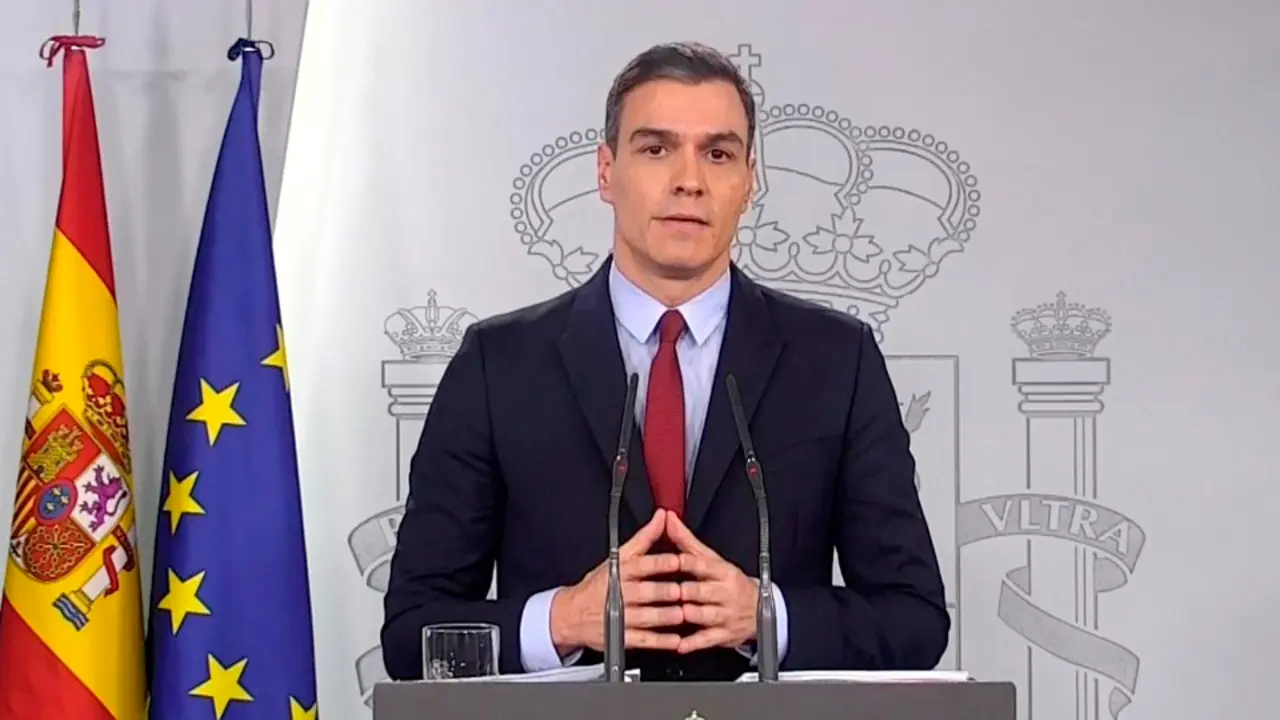 Pedro Sánchez, durante su comparecencia. EFE