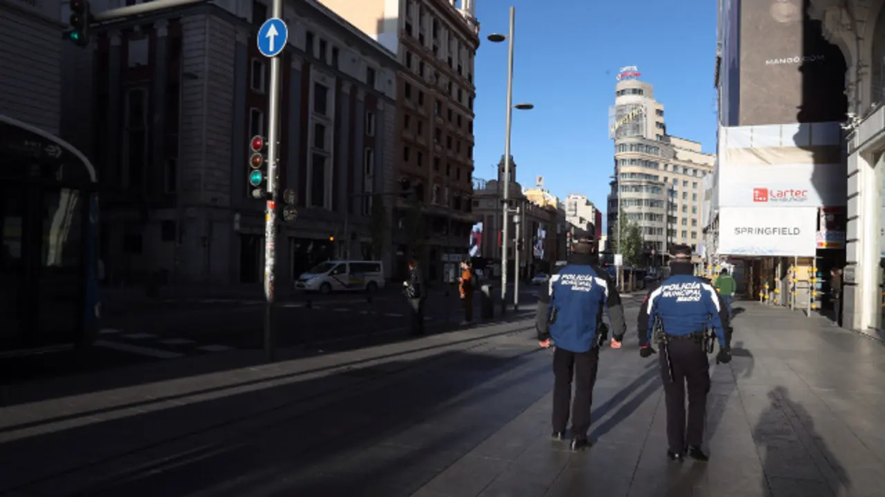 La Gran V&iacute;a, vac&iacute;a este lunes. KIKO HUESCA