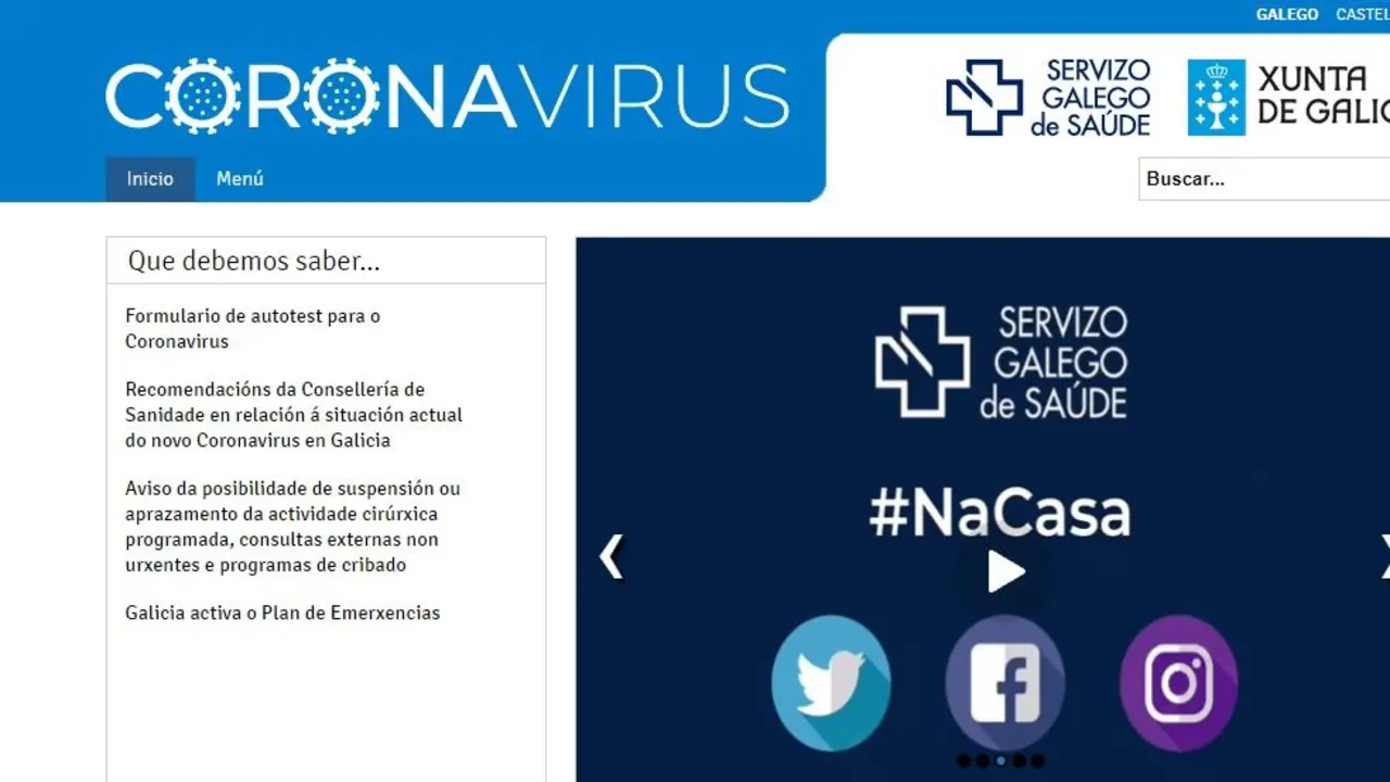 A web do Sergas que ofrece o autotest. EP