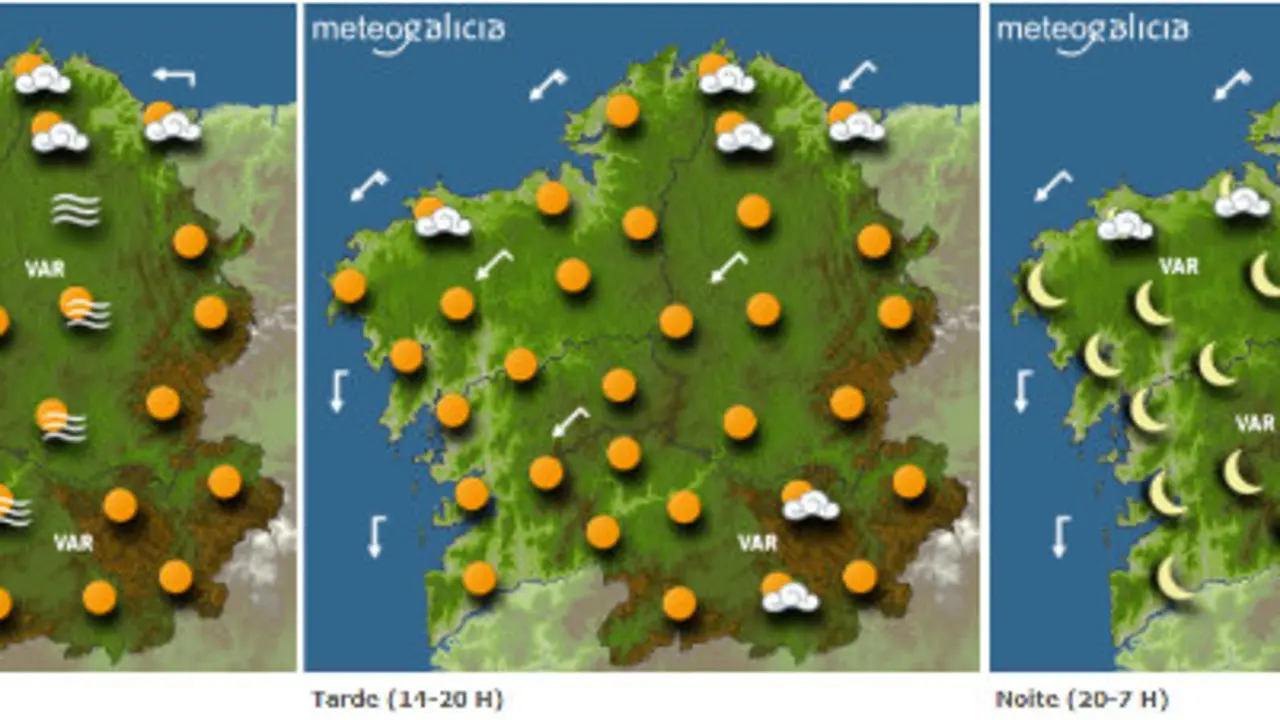 Mapa del predición del tiempo para este miércoles.METEOGALICIA