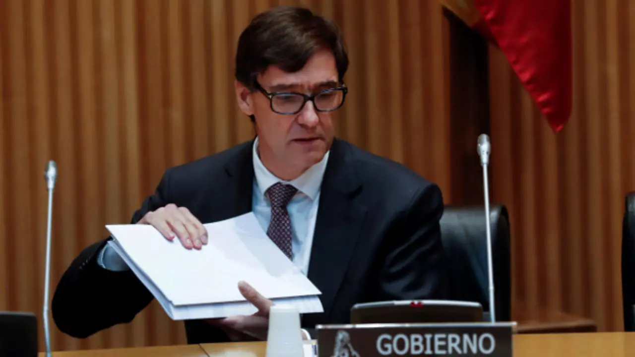 O ministro Salvador Illa durante a súa comparecencia na Comisión de Sanidade do Congreso. EFE