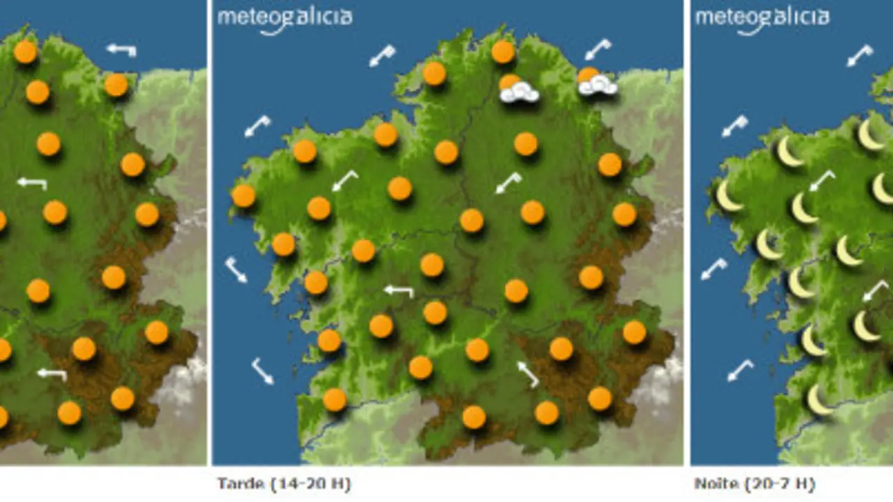 Mapa de la previsión del tiempo para este sábado en Galicia.METEOGALICIA