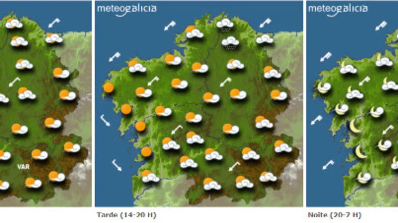 Mapa de la previsión del tiempo en Galicia.METEOGALICIA