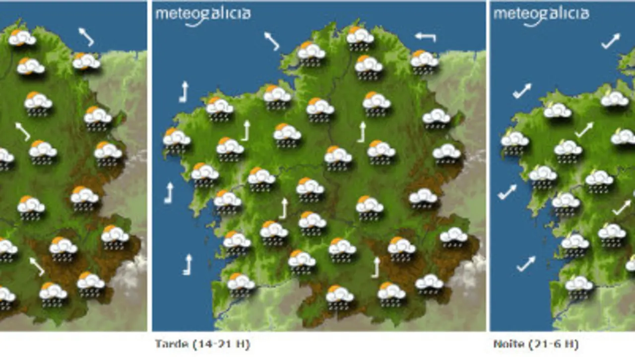 Mapa de la previsión del tiempo para este viernes.METEOGALICIA