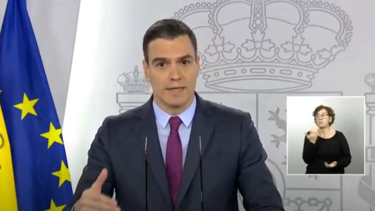 Pedro Sánchez, durante su comparecencia.EP