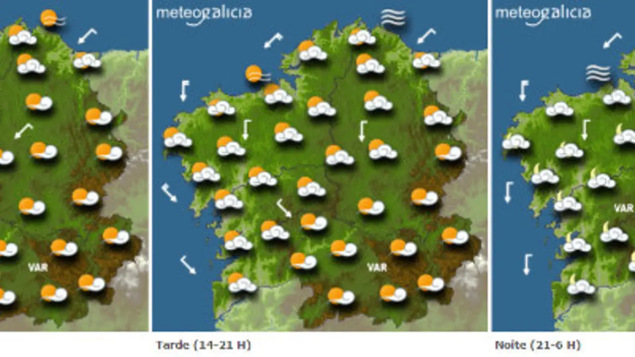 Mapa da previsión do tempo para este xoves.METEOGALICIA