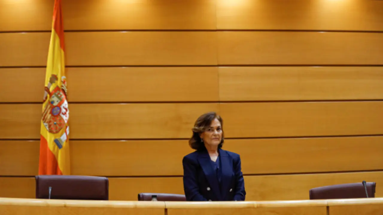 Carmen Calvo, este miércoles en el Senado. EFE