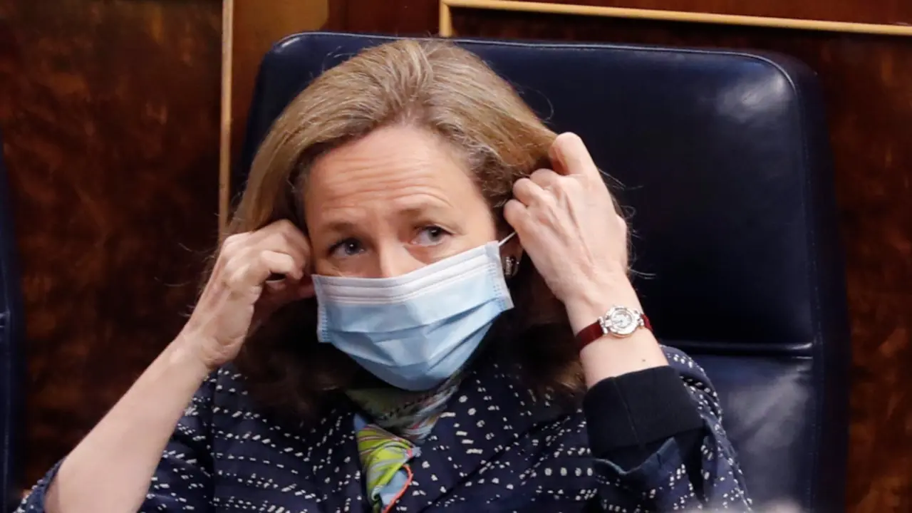 Nadia Calviño anunció este miércoles en el Congreso el proyecto de la app. BALLESTEROS (EFE)